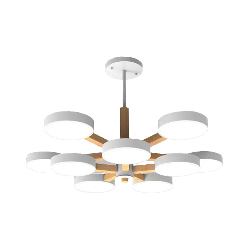 Living Room Round Chandelier Acrylic & Wood Nordic Stylish Hanging Light Clearhalo 'Ceiling Lights' 'Chandeliers' Lighting' options 55498