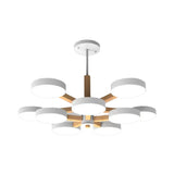 Living Room Round Chandelier Acrylic & Wood Nordic Stylish Hanging Light Clearhalo 'Ceiling Lights' 'Chandeliers' Lighting' options 55498