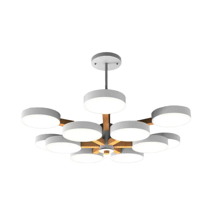 Living Room Round Chandelier Acrylic & Wood Nordic Stylish Hanging Light Clearhalo 'Ceiling Lights' 'Chandeliers' Lighting' options 55499