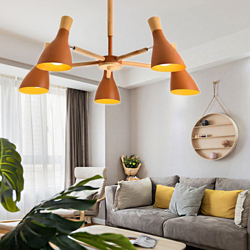 Macaron Half-Bottle Chandelier Metallic Candy Colored Pendant Light for Nursing Room 5 Brown Clearhalo 'Ceiling Lights' 'Chandeliers' Lighting' options 55505_6b84cafd-60b0-4f6c-bf99-cf4decaa3f8e