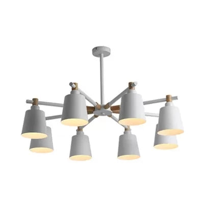 Nordic Style Bucket Chandelier Metal Multi-Head Suspension Light for Game Room 8 White Clearhalo 'Ceiling Lights' 'Chandeliers' Lighting' options 55532_186d7c33-ec04-4d31-9227-04d906ec4f8a