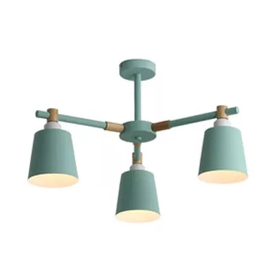 Nordic Style Bucket Chandelier Metal Multi-Head Suspension Light for Game Room 3 Green Clearhalo 'Ceiling Lights' 'Chandeliers' Lighting' options 55535_2668ab66-27ae-403d-9d0a-4014dbfd8eaa