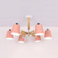Nordic Style Undertint Chandelier Bucket Shade Metal & Wood Hanging Light for Kid Bedroom 6 Pink Clearhalo 'Ceiling Lights' 'Chandeliers' Lighting' options 55545_c1261630-fd01-464d-bc27-040726f5d724