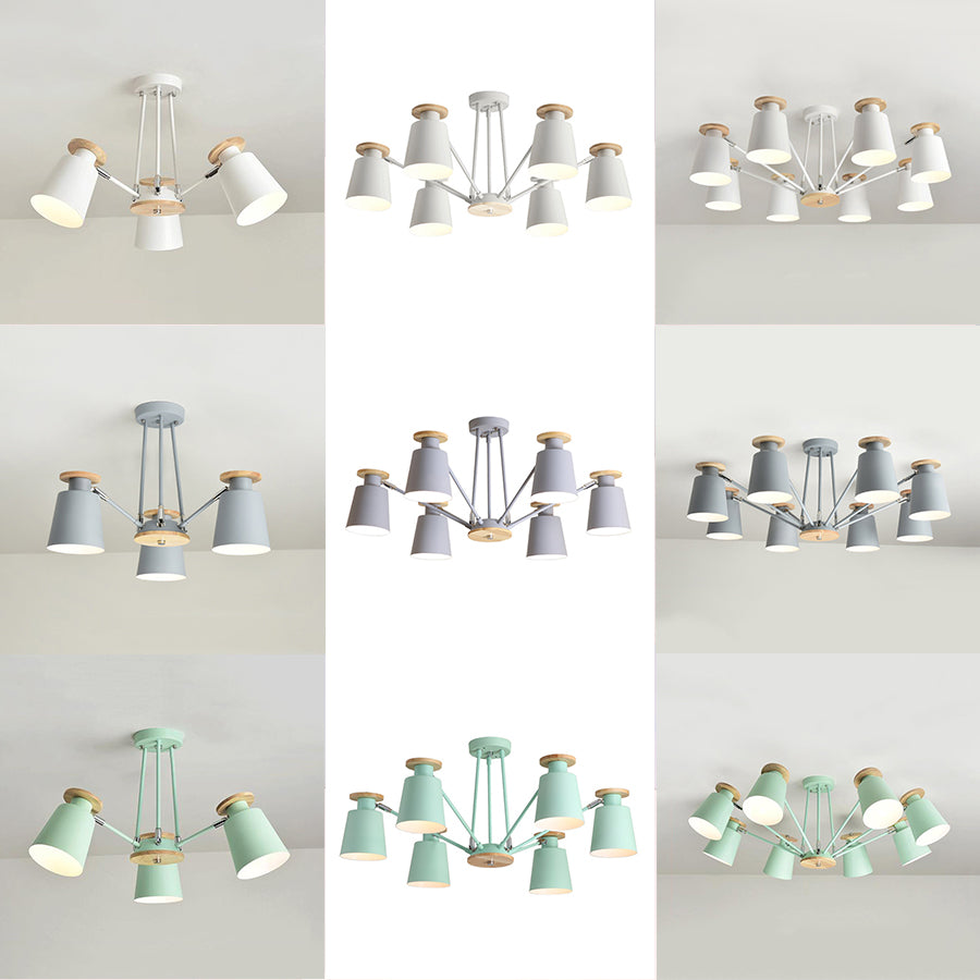 Rotatable Bucket Shade Chandelier Nordic Simple Metal Pendant Light for Living Room Clearhalo 'Ceiling Lights' 'Chandeliers' Lighting' options 55557