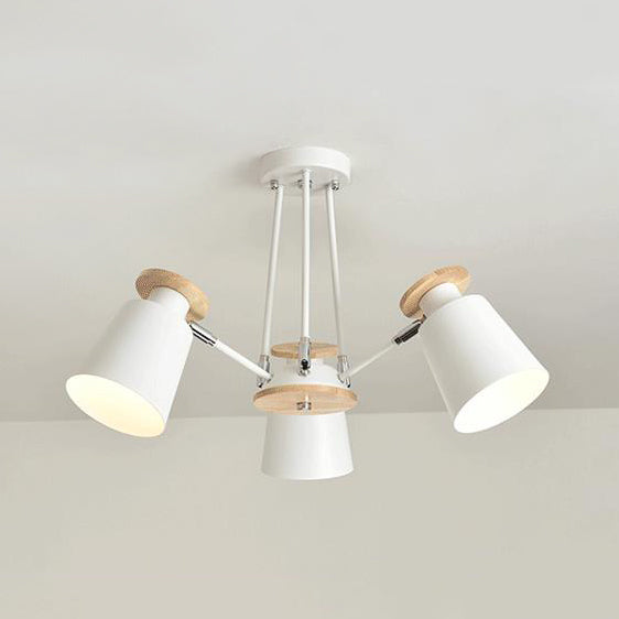 Rotatable Bucket Shade Chandelier Nordic Simple Metal Pendant Light for Living Room 3 White Clearhalo 'Ceiling Lights' 'Chandeliers' Lighting' options 55558_a7cc1d96-1421-4acf-a6f0-d1becabc6277