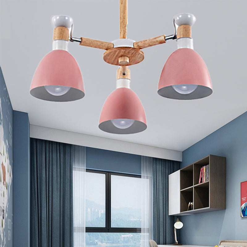 Rotatable Metal Bowl Chandelier Shop Kindergarten Macaron Stylish Hanging Light Clearhalo 'Ceiling Lights' 'Chandeliers' Lighting' options 55592