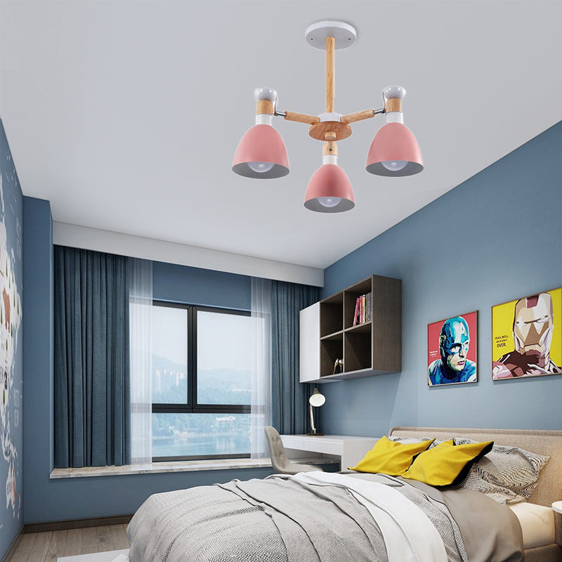 Rotatable Metal Bowl Chandelier Shop Kindergarten Macaron Stylish Hanging Light Clearhalo 'Ceiling Lights' 'Chandeliers' Lighting' options 55593