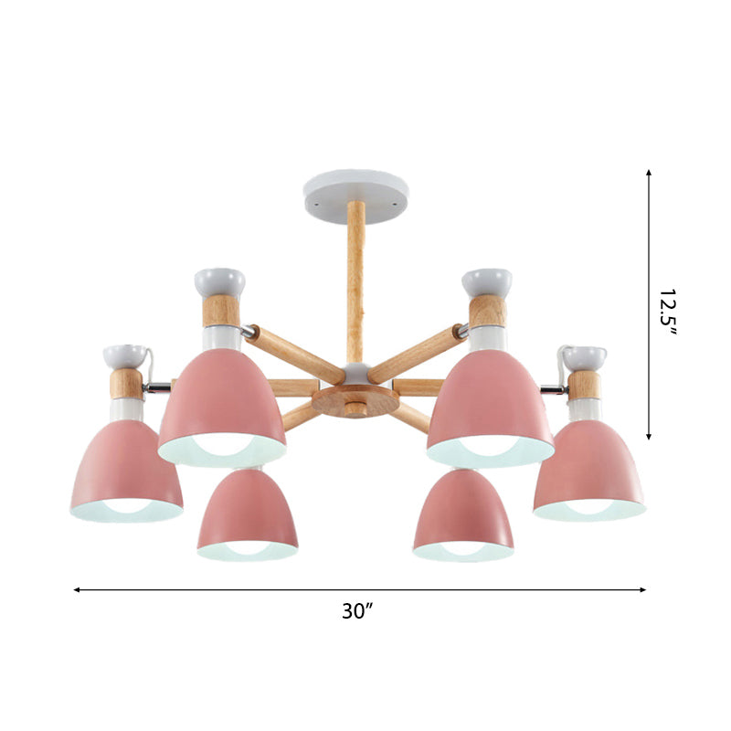 Rotatable Metal Bowl Chandelier Shop Kindergarten Macaron Stylish Hanging Light Clearhalo 'Ceiling Lights' 'Chandeliers' Lighting' options 55597