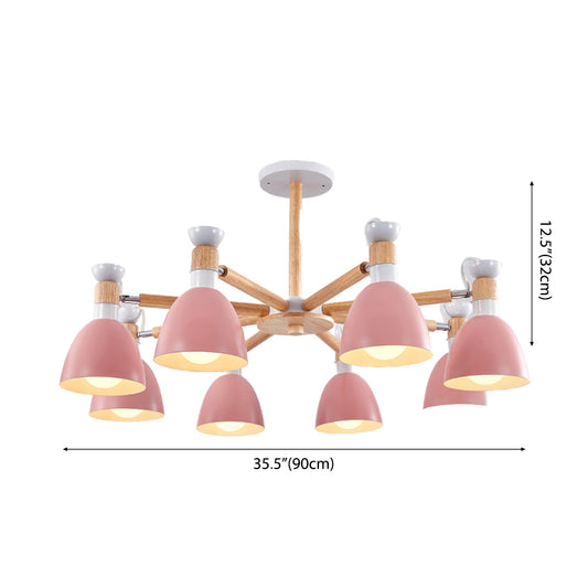 Rotatable Metal Bowl Chandelier Shop Kindergarten Macaron Stylish Hanging Light Clearhalo 'Ceiling Lights' 'Chandeliers' Lighting' options 55600