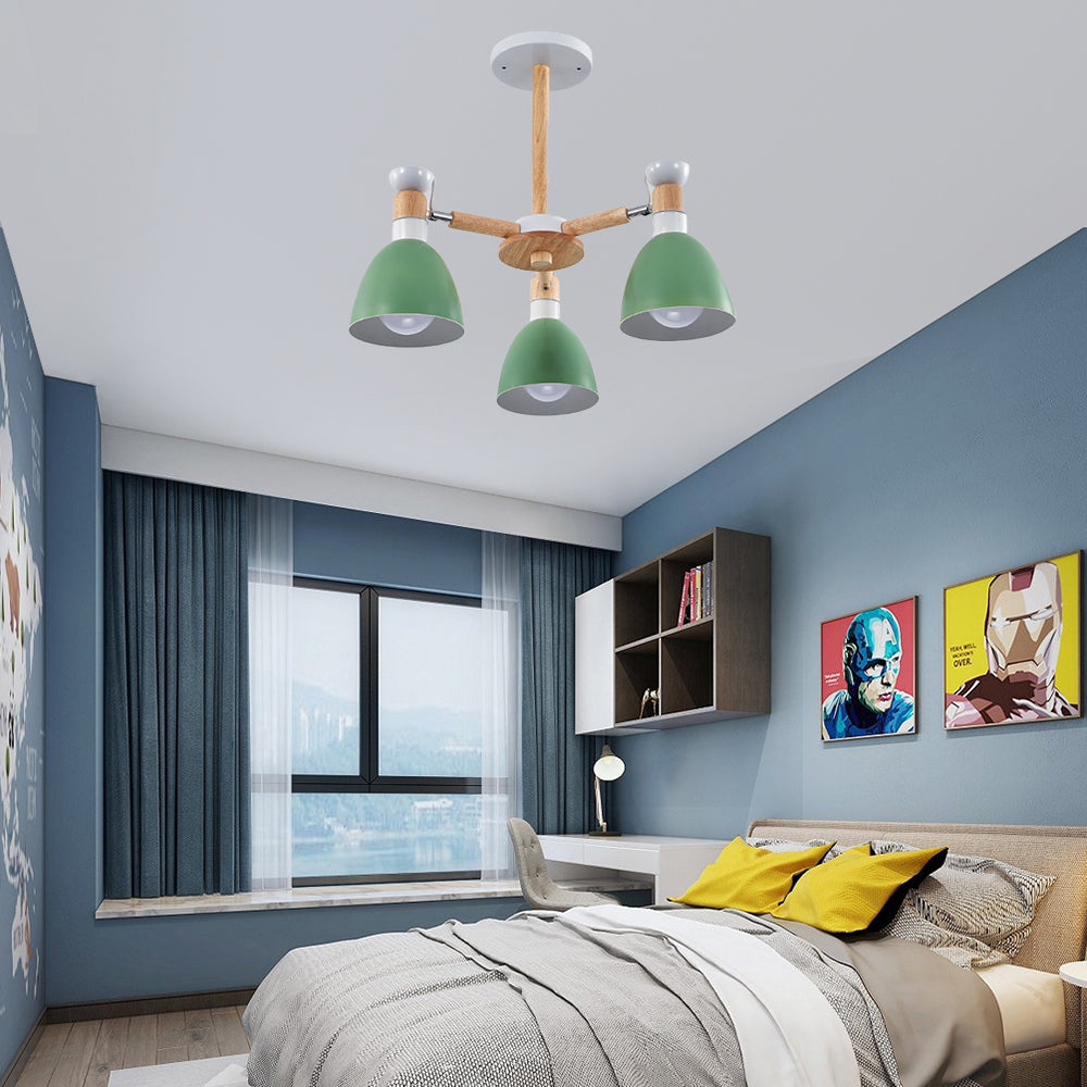 Rotatable Metal Bowl Chandelier Shop Kindergarten Macaron Stylish Hanging Light 3 Green Clearhalo 'Ceiling Lights' 'Chandeliers' Lighting' options 55607_8c8fc1b7-1317-432d-a62d-81b0d4773e44