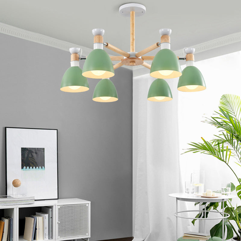 Rotatable Metal Bowl Chandelier Shop Kindergarten Macaron Stylish Hanging Light Clearhalo 'Ceiling Lights' 'Chandeliers' Lighting' options 55609