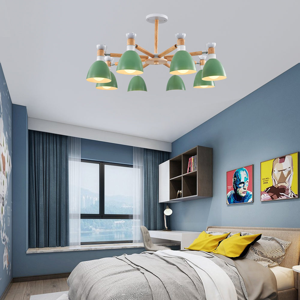 Rotatable Metal Bowl Chandelier Shop Kindergarten Macaron Stylish Hanging Light Clearhalo 'Ceiling Lights' 'Chandeliers' Lighting' options 55611