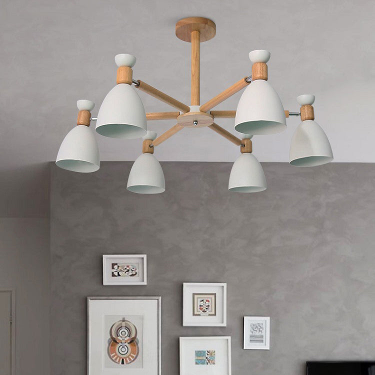 Metal Domed Hanging Light Rotatable Nordic Stylish Chandelier for Study Room Clearhalo 'Ceiling Lights' 'Chandeliers' Lighting' options 55616