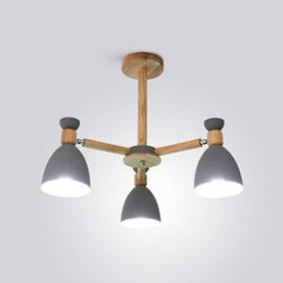 Metal Domed Hanging Light Rotatable Nordic Stylish Chandelier for Study Room 3 Grey Clearhalo 'Ceiling Lights' 'Chandeliers' Lighting' options 55619_71f62495-5f9e-46f0-8567-4269f282d836