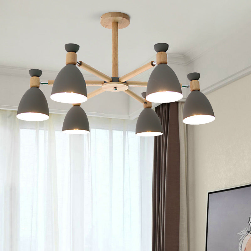 Metal Domed Hanging Light Rotatable Nordic Stylish Chandelier for Study Room Clearhalo 'Ceiling Lights' 'Chandeliers' Lighting' options 55621