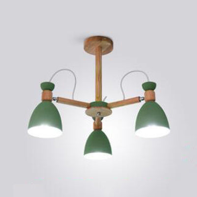 Metal Domed Hanging Light Rotatable Nordic Stylish Chandelier for Study Room 3 Green Clearhalo 'Ceiling Lights' 'Chandeliers' Lighting' options 55624_f9564c21-d095-4463-b895-83857e4fc04c