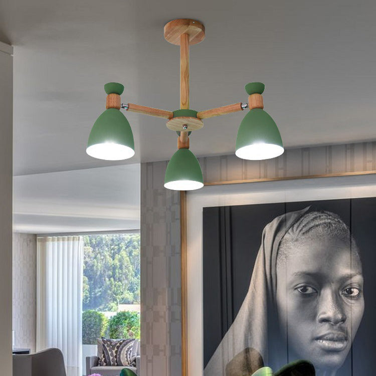 Metal Domed Hanging Light Rotatable Nordic Stylish Chandelier for Study Room Clearhalo 'Ceiling Lights' 'Chandeliers' Lighting' options 55625