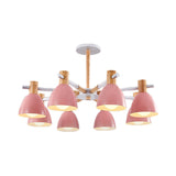 Game Room Bowl Chandelier Metallic Macaron Stylish Candy Colored Hanging Light Clearhalo 'Ceiling Lights' 'Chandeliers' Lighting' options 55637
