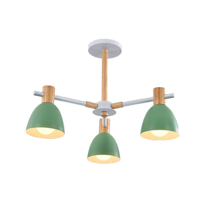 Game Room Bowl Chandelier Metallic Macaron Stylish Candy Colored Hanging Light 3 Green Clearhalo 'Ceiling Lights' 'Chandeliers' Lighting' options 55638_d48bb238-972d-4b64-a734-493154a81482