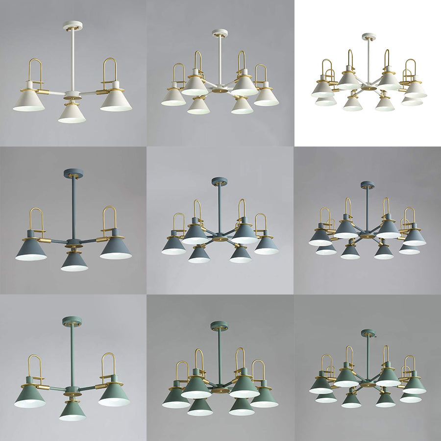 Macaron Loft Funnel Chandelier Metal Undertint Suspension Light for Nursing Room Clearhalo 'Ceiling Lights' 'Chandeliers' Lighting' options 55642