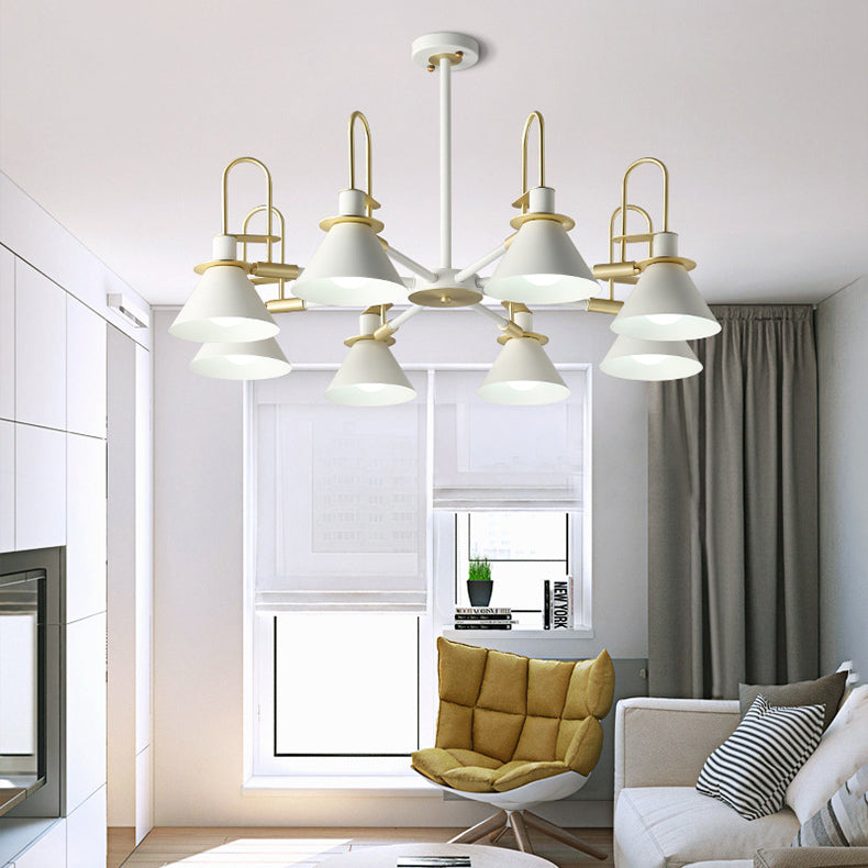 Macaron Loft Funnel Chandelier Metal Undertint Suspension Light for Nursing Room Clearhalo 'Ceiling Lights' 'Chandeliers' Lighting' options 55646