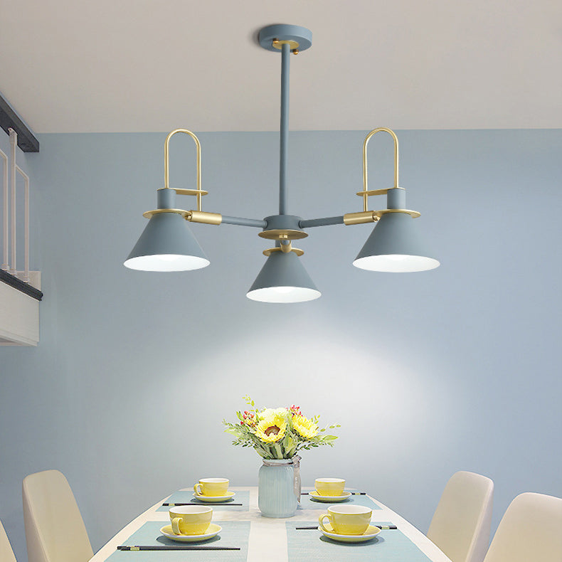 Macaron Loft Funnel Chandelier Metal Undertint Suspension Light for Nursing Room Clearhalo 'Ceiling Lights' 'Chandeliers' Lighting' options 55648