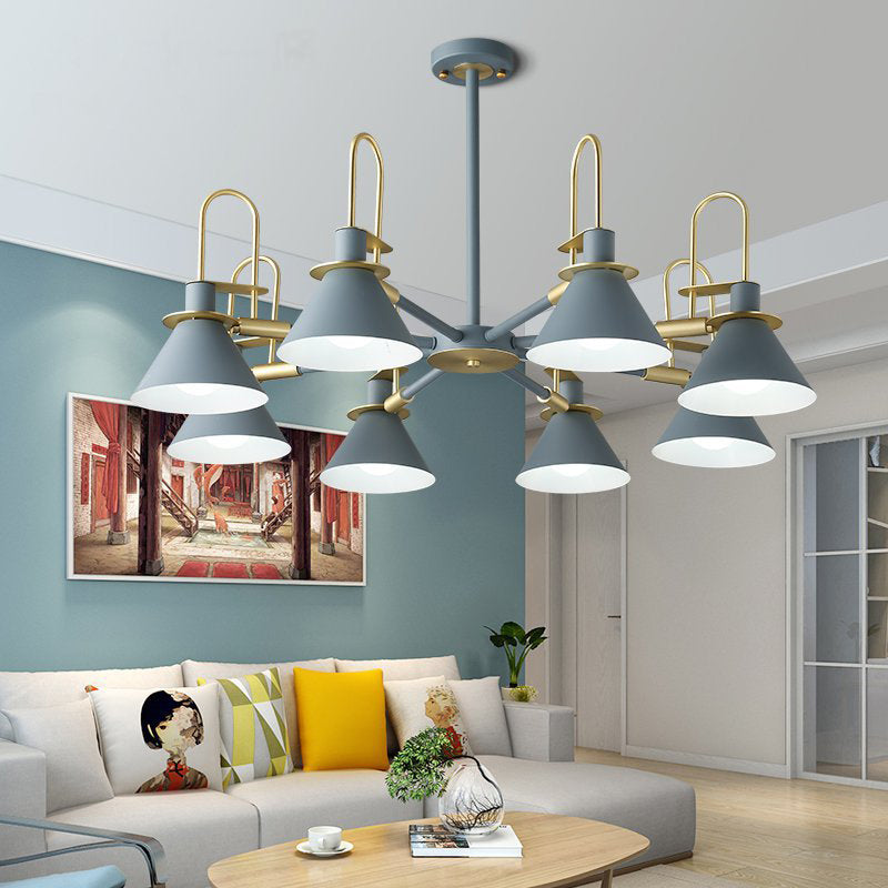 Macaron Loft Funnel Chandelier Metal Undertint Suspension Light for Nursing Room Clearhalo 'Ceiling Lights' 'Chandeliers' Lighting' options 55652