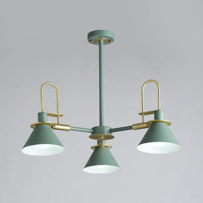 Macaron Loft Funnel Chandelier Metal Undertint Suspension Light for Nursing Room 3 Green Clearhalo 'Ceiling Lights' 'Chandeliers' Lighting' options 55653_9324522a-ae63-49fd-974b-7edd401102c6