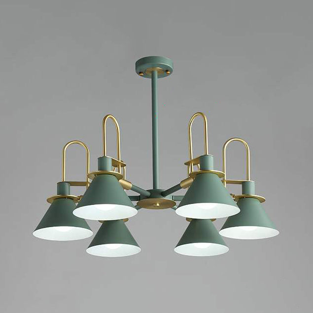 Macaron Loft Funnel Chandelier Metal Undertint Suspension Light for Nursing Room Clearhalo 'Ceiling Lights' 'Chandeliers' Lighting' options 55654