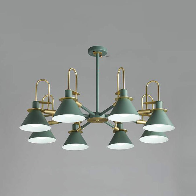 Macaron Loft Funnel Chandelier Metal Undertint Suspension Light for Nursing Room Clearhalo 'Ceiling Lights' 'Chandeliers' Lighting' options 55655