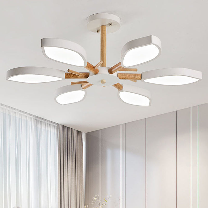 Nordic Style Macaron Style Chandelier Leaf Shade Acrylic Adult Hanging Light for Living Room 6 White Clearhalo 'Ceiling Lights' 'Chandeliers' Lighting' options 55670_cb7b62e4-9e49-4ba1-b09d-adc6471a6e22