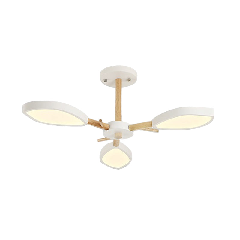 Nordic Style Macaron Style Chandelier Leaf Shade Acrylic Adult Hanging Light for Living Room 3 White Clearhalo 'Ceiling Lights' 'Chandeliers' Lighting' options 55677_4c28b350-3f73-4486-883d-27c9abd670a8