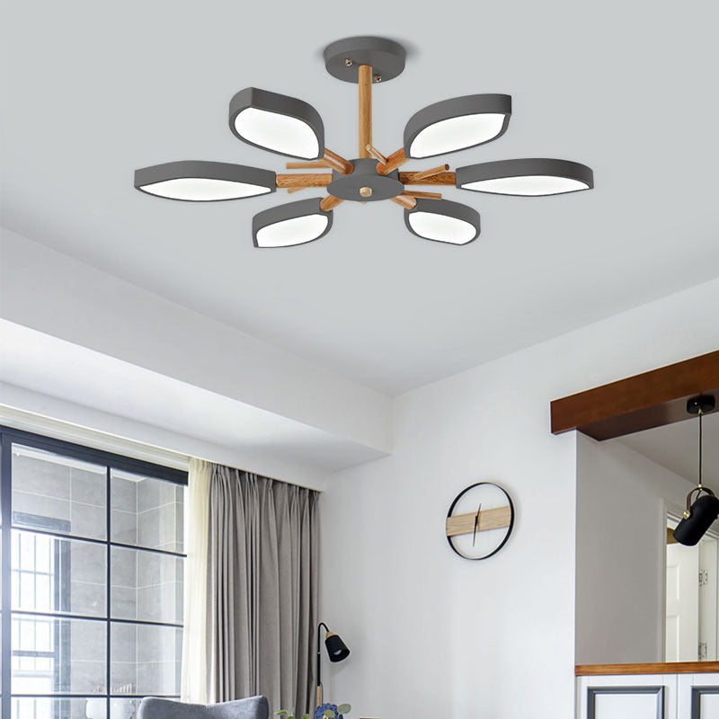 Nordic Style Macaron Style Chandelier Leaf Shade Acrylic Adult Hanging Light for Living Room Clearhalo 'Ceiling Lights' 'Chandeliers' Lighting' options 55679