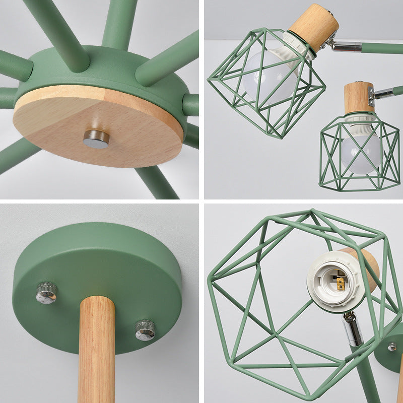 Cage Shade Ceiling Pendant Light Macaron Stylish Metal Hanging Light for Nursing Room Clearhalo 'Ceiling Lights' 'Chandeliers' Lighting' options 55689