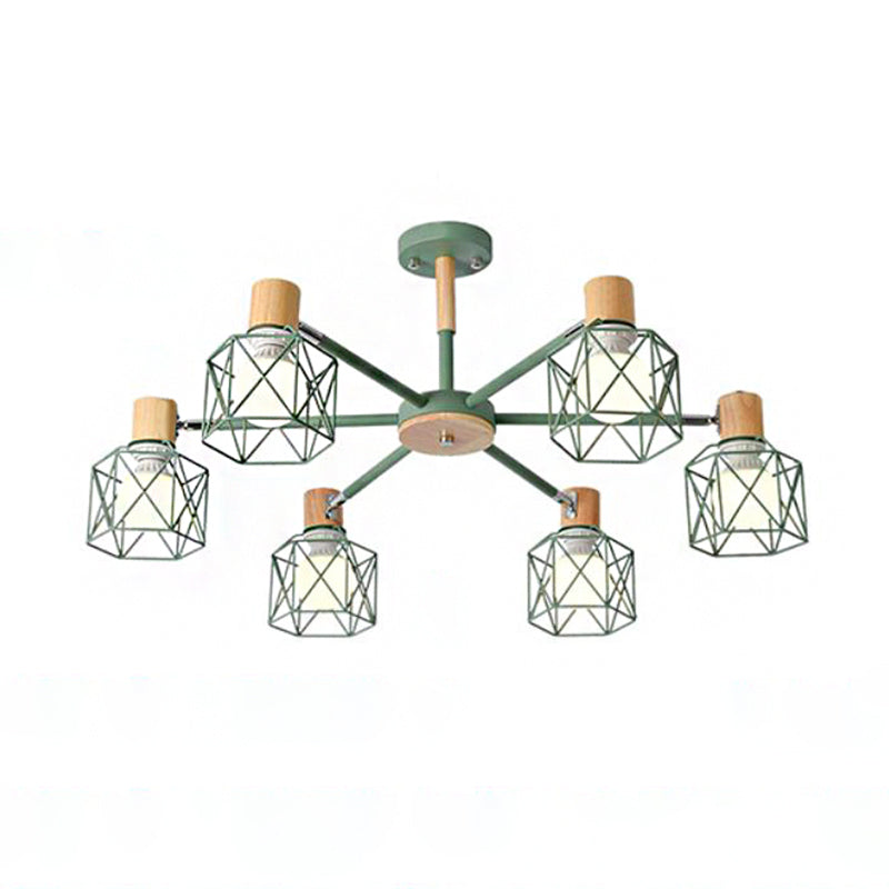 Cage Shade Ceiling Pendant Light Macaron Stylish Metal Hanging Light for Nursing Room Clearhalo 'Ceiling Lights' 'Chandeliers' Lighting' options 55691