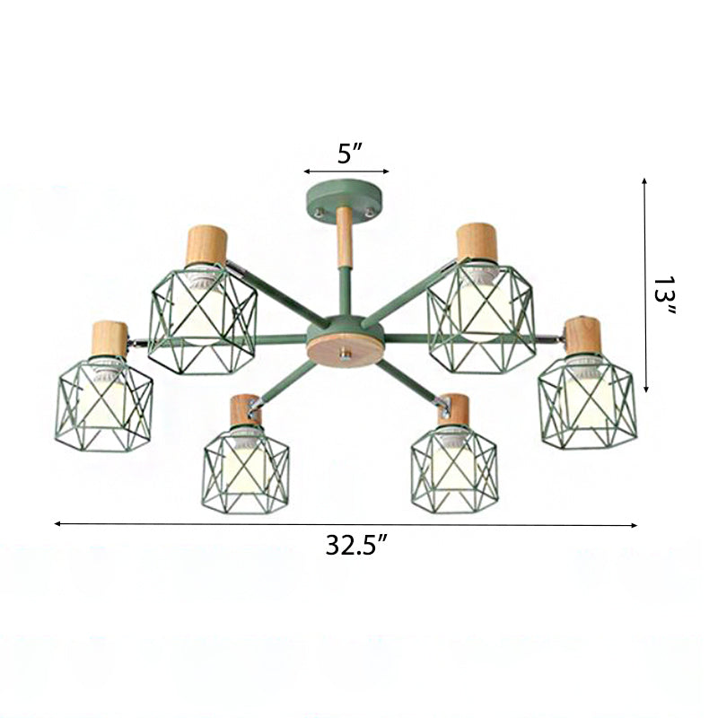 Cage Shade Ceiling Pendant Light Macaron Stylish Metal Hanging Light for Nursing Room Clearhalo 'Ceiling Lights' 'Chandeliers' Lighting' options 55692