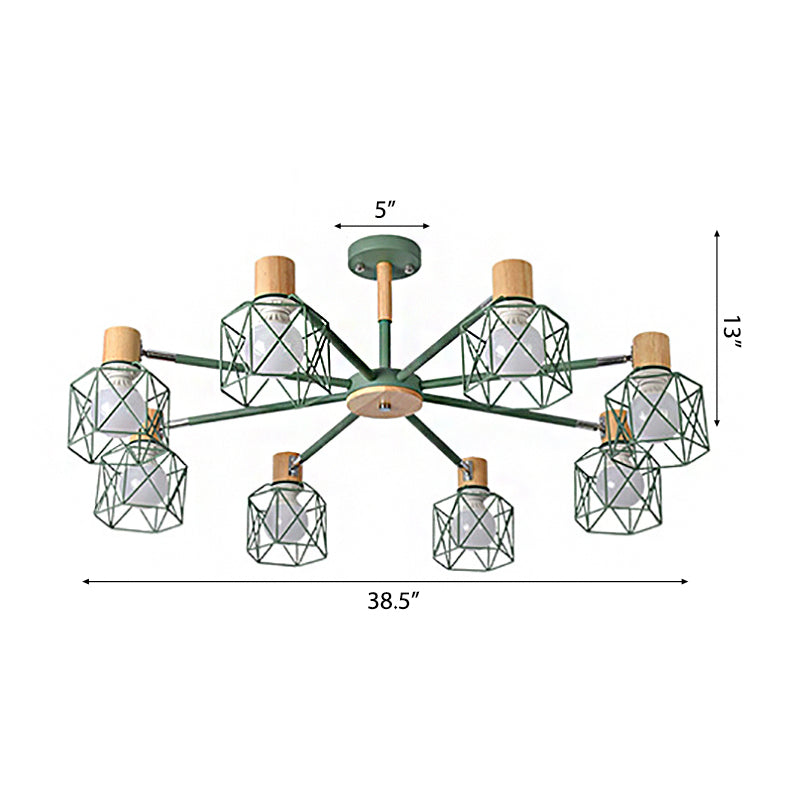 Cage Shade Ceiling Pendant Light Macaron Stylish Metal Hanging Light for Nursing Room Clearhalo 'Ceiling Lights' 'Chandeliers' Lighting' options 55695