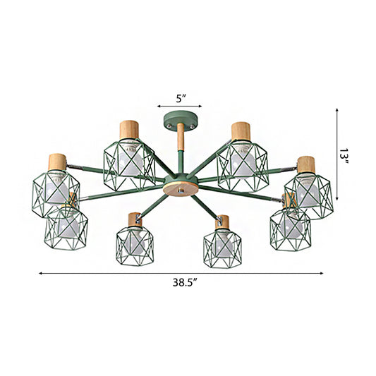 Cage Shade Ceiling Pendant Light Macaron Stylish Metal Hanging Light for Nursing Room Clearhalo 'Ceiling Lights' 'Chandeliers' Lighting' options 55695