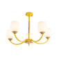 Candy Colored Bud Shade Chandelier Macaron Style Milk Glass & Metal Hanging Light 5 Yellow Clearhalo 'Ceiling Lights' 'Chandeliers' Lighting' options 55718_67641aaa-fe15-48c5-968a-ecd2c8e7ba58