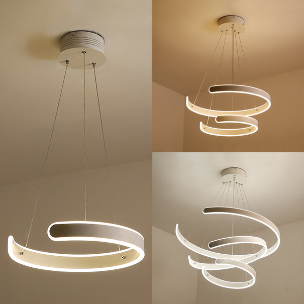 Modern Pendant Lighting for Dining Room, Multi Ring Hanging Lamp in White, Neutral Light Clearhalo 'Ceiling Lights' 'Chandeliers' 'Modern Chandeliers' 'Modern' Lighting' 559124