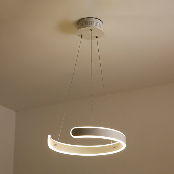 Modern Pendant Lighting for Dining Room, Multi Ring Hanging Lamp in White, Neutral Light White Single Ring Clearhalo 'Ceiling Lights' 'Chandeliers' 'Modern Chandeliers' 'Modern' Lighting' 559125