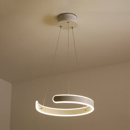 Modern Pendant Lighting for Dining Room, Multi Ring Hanging Lamp in White, Neutral Light White Single Ring Clearhalo 'Ceiling Lights' 'Chandeliers' 'Modern Chandeliers' 'Modern' Lighting' 559125