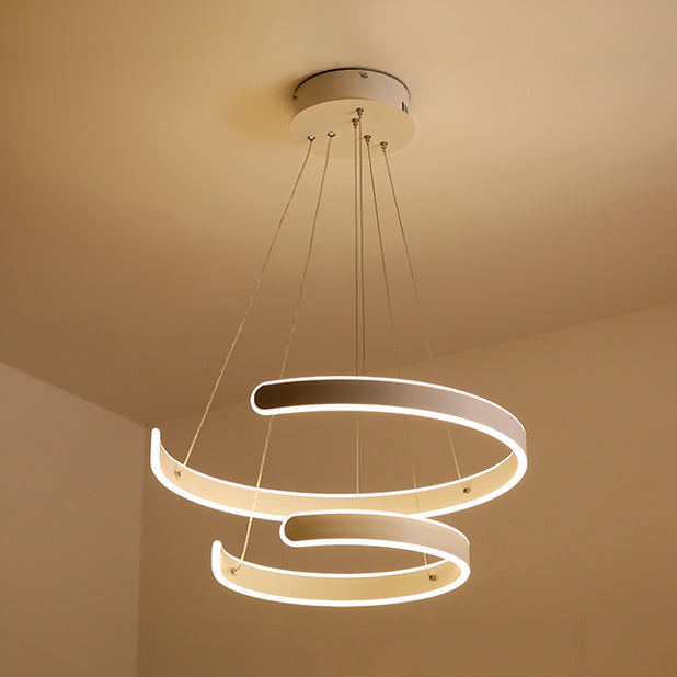 Modern Pendant Lighting for Dining Room, Multi Ring Hanging Lamp in White, Neutral Light White Double Ring Clearhalo 'Ceiling Lights' 'Chandeliers' 'Modern Chandeliers' 'Modern' Lighting' 559127
