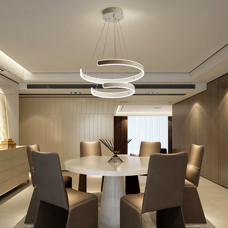 Modern Pendant Lighting for Dining Room, Multi Ring Hanging Lamp in White, Neutral Light Clearhalo 'Ceiling Lights' 'Chandeliers' 'Modern Chandeliers' 'Modern' Lighting' 559128