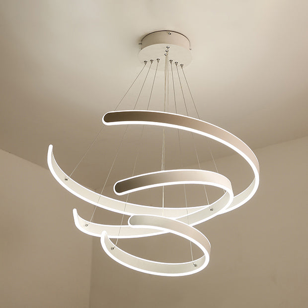Modern Pendant Lighting for Dining Room, Multi Ring Hanging Lamp in White, Neutral Light White Three Rings Clearhalo 'Ceiling Lights' 'Chandeliers' 'Modern Chandeliers' 'Modern' Lighting' 559129