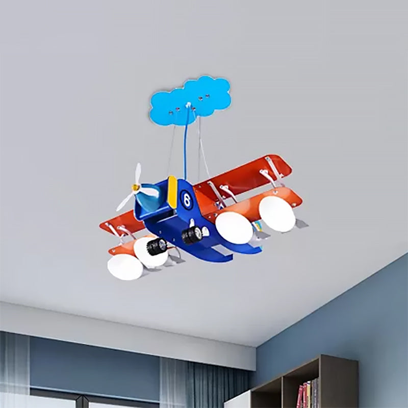 Metal Airplane Chandelier Four Lights Modern Style Ceiling Pendant in Blue for Kindergarten Clearhalo 'Ceiling Lights' 'Chandeliers' Lighting' options 559154