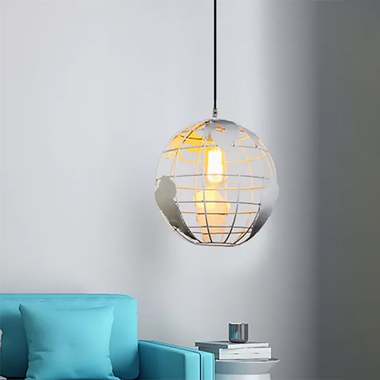 One Light Globe Cage Pendant Light Modern Style Metal Hanging Lamp for Restaurant Clearhalo 'Ceiling Lights' 'Pendant Lights' 'Pendants' Lighting' 559169