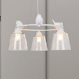 Bucket Shade Pendant Light with Bird Nordic Style Transparent Glass Hanging Light in White for Cafe Clearhalo 'Ceiling Lights' 'Chandeliers' 'Close To Ceiling Lights' 'Glass shade' 'Glass' Lighting' 559174