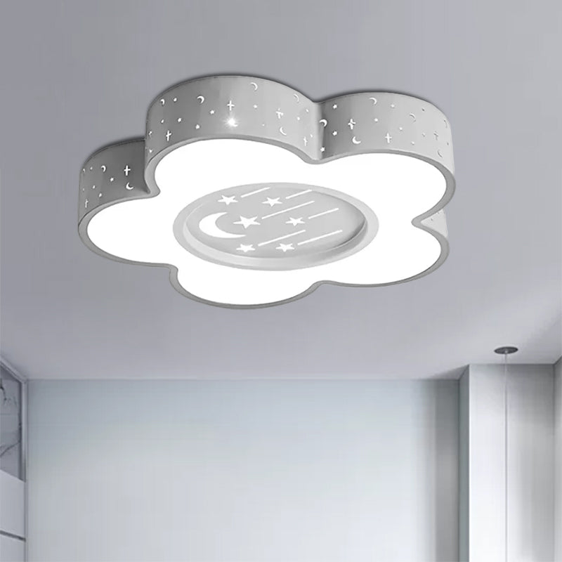 Undertint Hollow Flower LED Ceiling Mount Light with Moon and Star Cartoon Metal Ceiling Fixture for Kid Clearhalo 'Ceiling Lights' 'Close To Ceiling Lights' 'Close to ceiling' 'Flush mount' Lighting' 559193