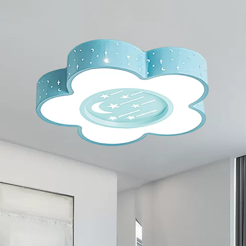 Undertint Hollow Flower LED Ceiling Mount Light with Moon and Star Cartoon Metal Ceiling Fixture for Kid Clearhalo 'Ceiling Lights' 'Close To Ceiling Lights' 'Close to ceiling' 'Flush mount' Lighting' 559195